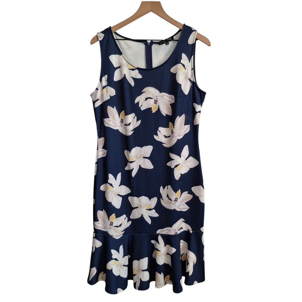 Fortric Floral Sleeveless Navy Dress - Size XL - Professional, Business
